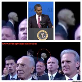 На конференции с речью Обамы засняли рептилоида?