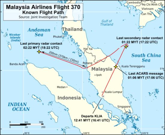 Маршрут Boeing 777, установленный на ...