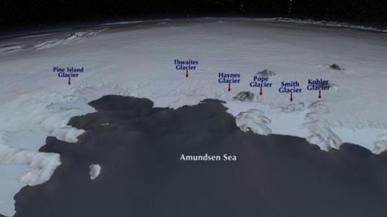 Вид на залив моря Амундсена. © NASA