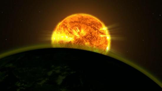 Звезда освещает атмосферу экзопланеты