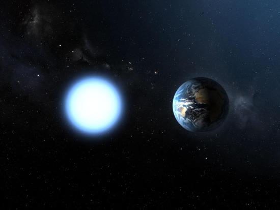 Белый карлик Sirius B в сравнении с Землей.