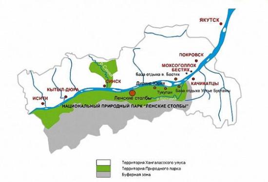 Карта национального парка Ленские столбы