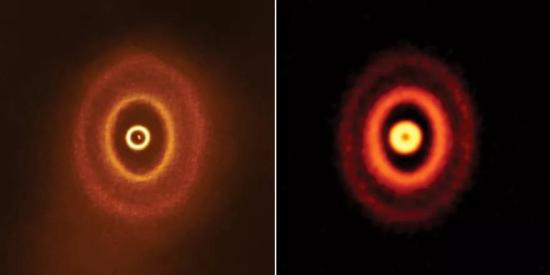 Три пыльных кольца GW Ориона, тройной звезды солнечной системы в созвездии Ориона.