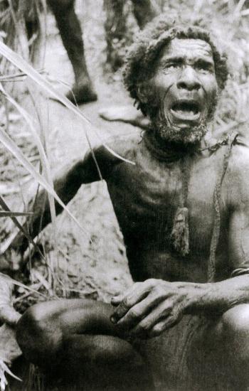 Абориген Новой Гвинеи в первый раз видит белых людей.