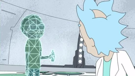 Кадр из мультсериала «Рик и Морти» в котором главные герои оказываются в симуляции, созданной пришельцами.