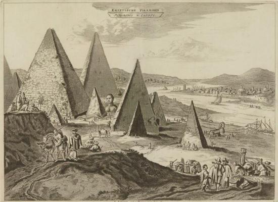 Гравюра с изображением египетских пирамид