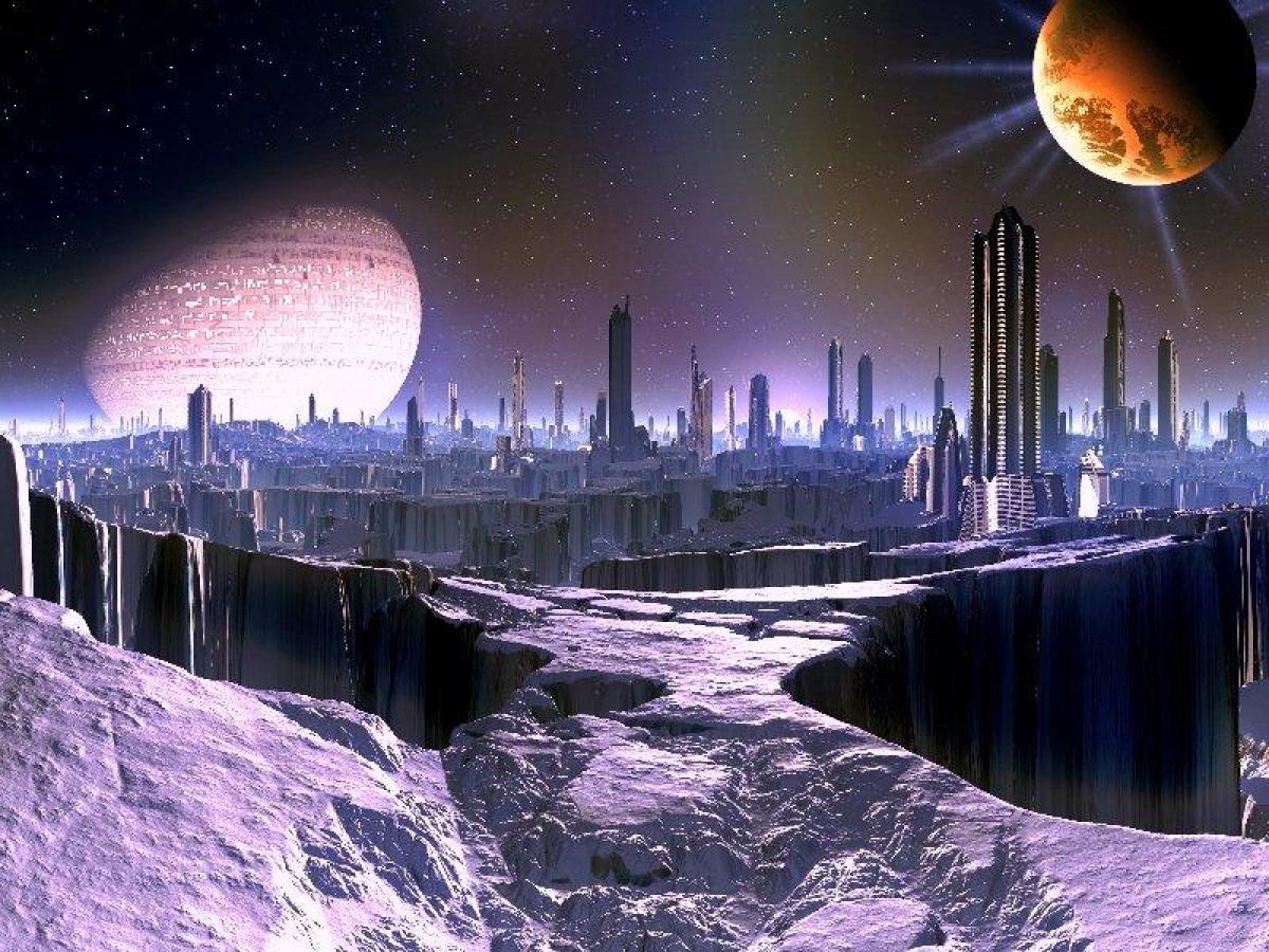 Триллионы планет. Фотообои космический город. Мир через 1000000000 лет. Тёмный город и космос. Млечный путь планеты пригодные для жизни.