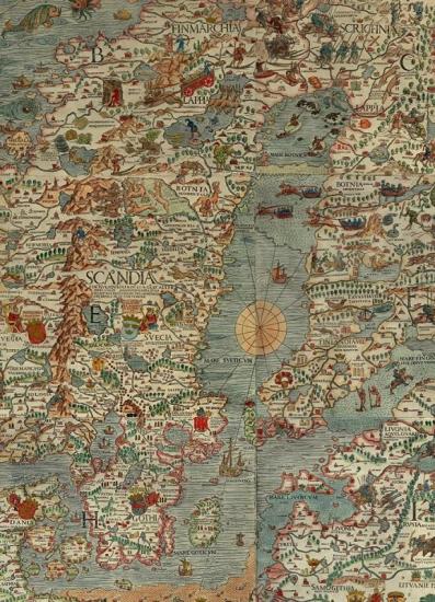 Карта Скандинавии 16-го века.