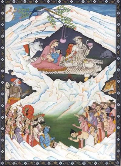 Индуистское значение горы Кайлас изображает священное семейство Шивы. XVIII век