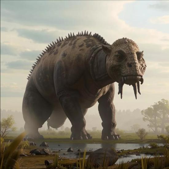 Гигантское сумчатое млекопитающее Diprotodon.