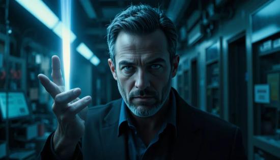 Человек со светом в руке.