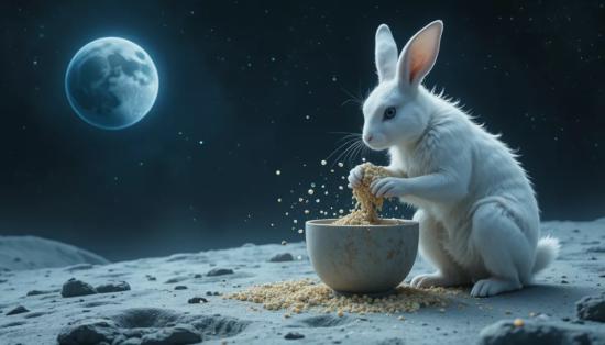 Лунный заяц за работой.