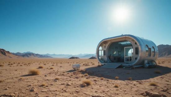 Футуристическое укрытие в экстремальной жаре.