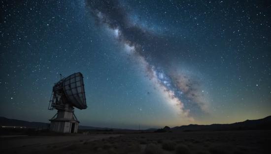 Радиотелескоп под звёздным небом