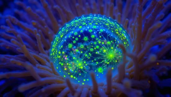 Нейроны анемоны под УФ-светом