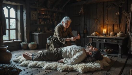 Баба Яга исцеляет путника.