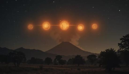 Огненный строй над вулканом.