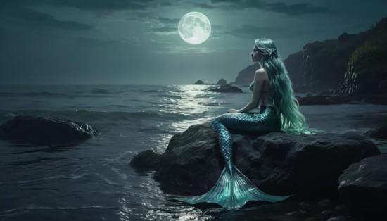 Лунная встреча у скал