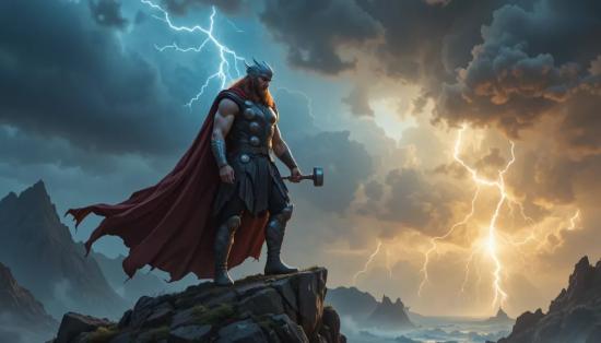 Бог Тор с молотом Мьёльнир