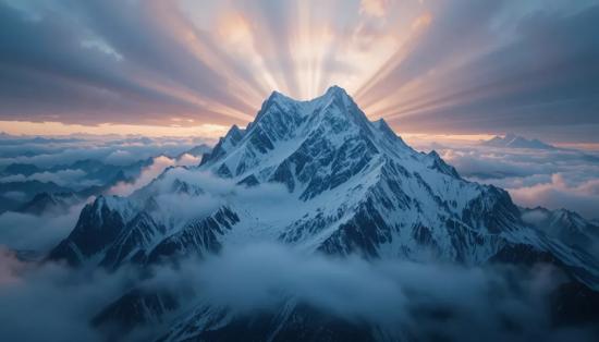 Священная горная вершина в облаках