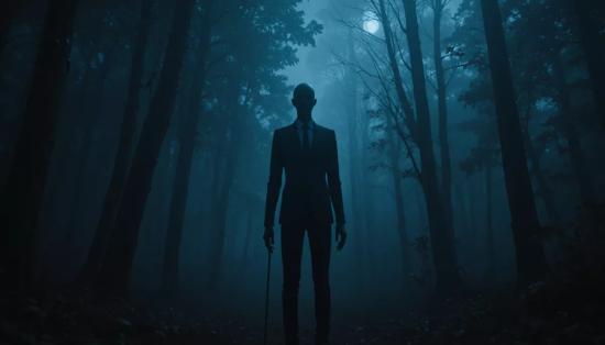 Таинственная фигура в туманном лесу