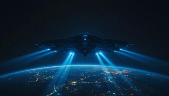 Инопланетный корабль наблюдает за Землей