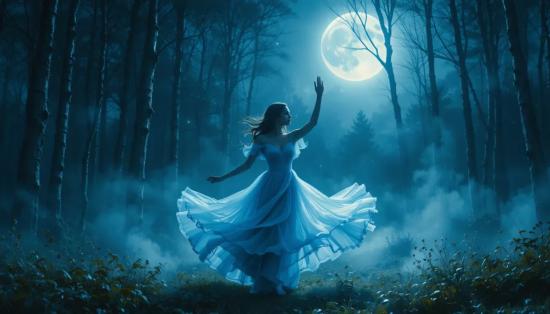 Славянская вила танцует под луной