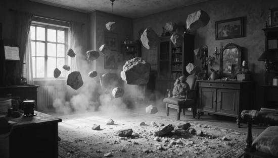 Летающие предметы в старинной комнате