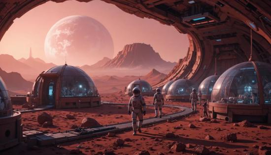 Подземная марсианская база с куполами