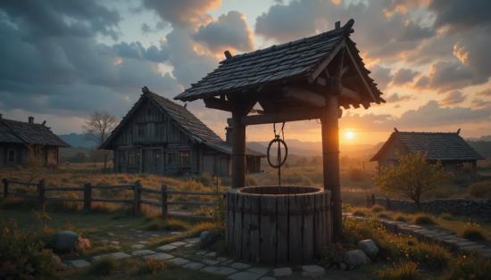 Старинный колодец на окраине деревни