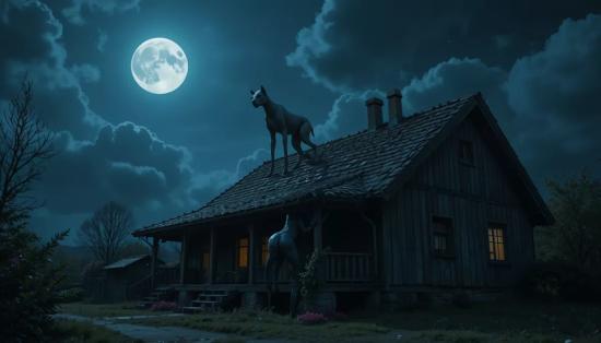 Тварь на крыше дома.