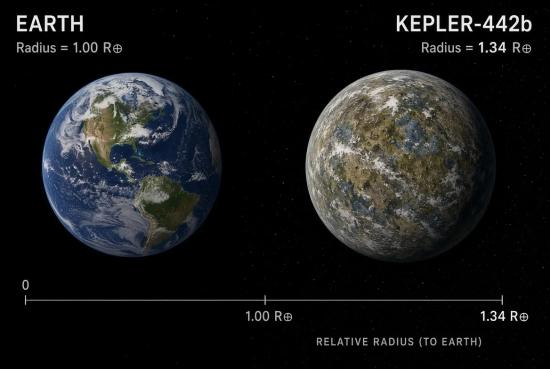 Земля и Kepler-442b: сравнение размеров