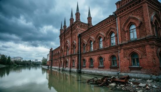 Краснокирпичный готический замок.