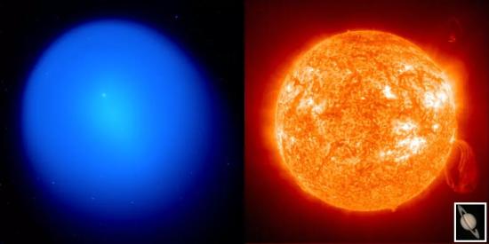 Комета Холмса в сравнении с Солнцем и Сатурном