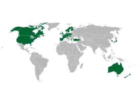 	  Зеленым отмечены страны-участники ...