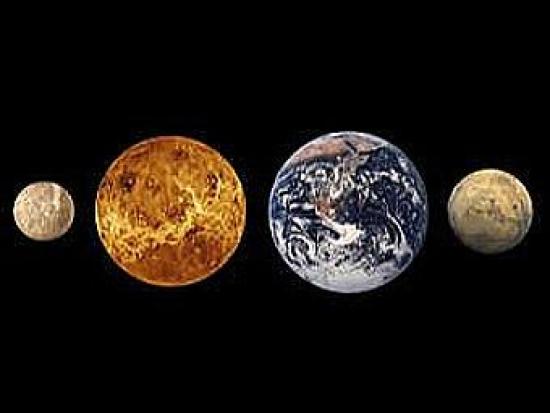 	  Меркурий (слева), Венера, Земля, М...