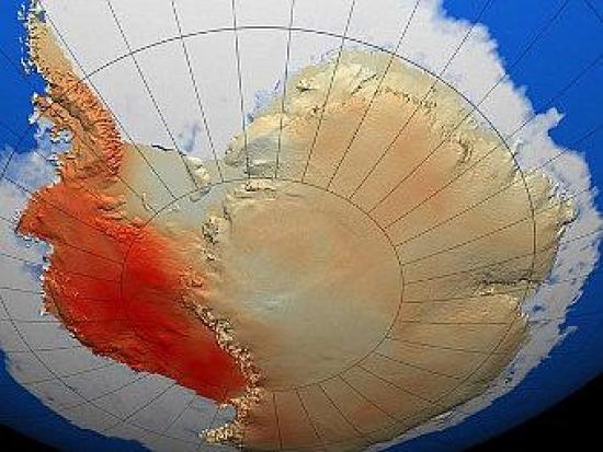 	  Карта Антарктики. Темным цветом по...