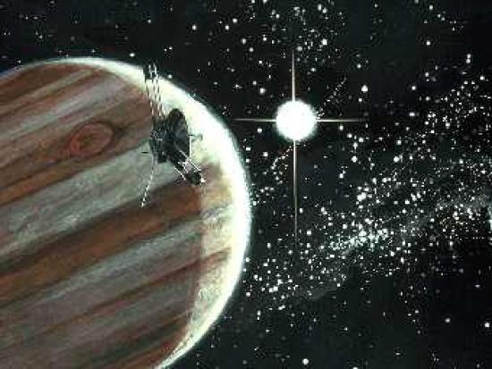 "Пионер 10" на фоне Юпитера. Иллюстра...