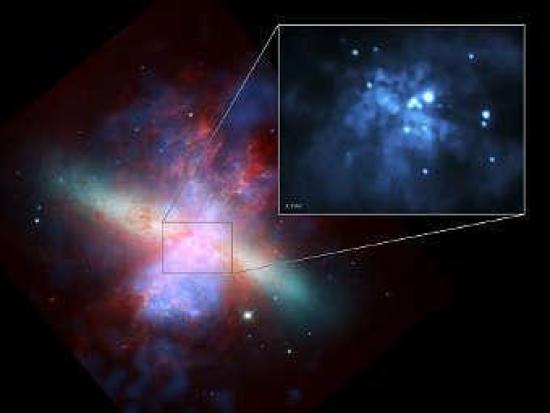 Фотография галактики M82, составленна...