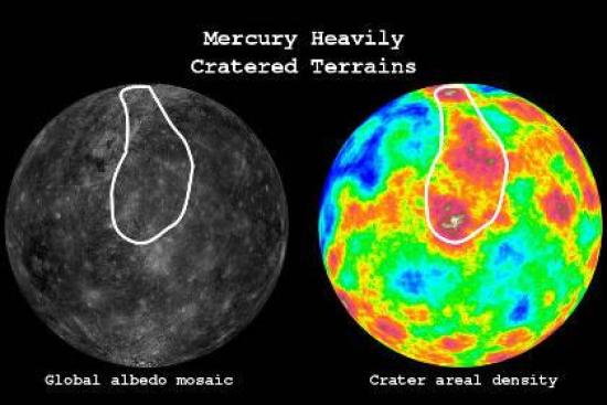 Плотность кратеров на поверхности Мер...