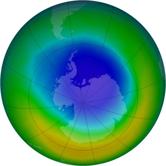 Озоновая дыра. Октябрь 2013. Фото: NASA.