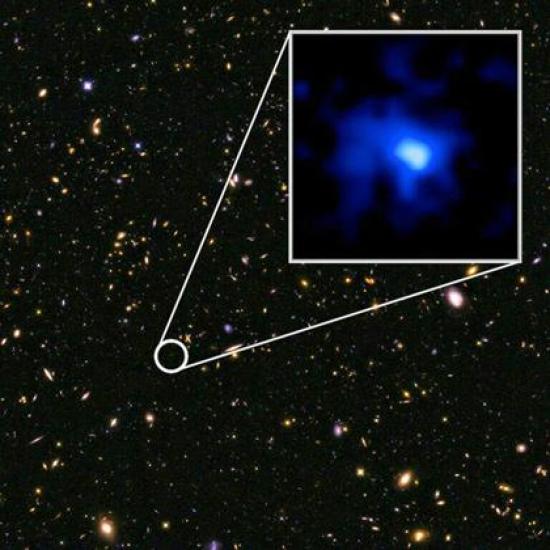 Галактика EGS-zs8-1. Изображение: ESA...