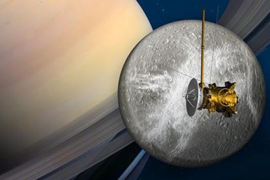 Пролет Cassini вблизи Дионы (в предст...