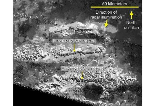 Горы Титана. Изображение: NASA / JPL ...