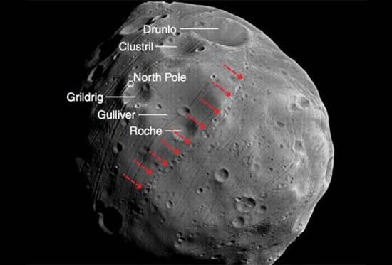 Аномальные каналы на поверхности Фобо...