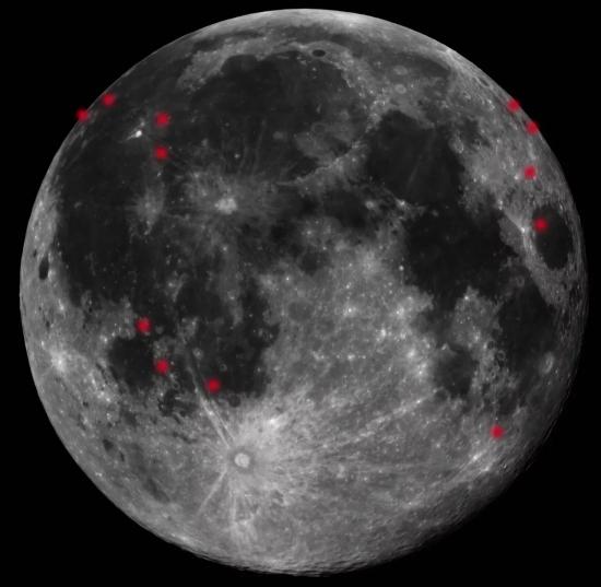 Красными точками на этом снимке обозначены места падений метеоритов, произошедших за период с ноября 2005-го по ноябрь этого года.