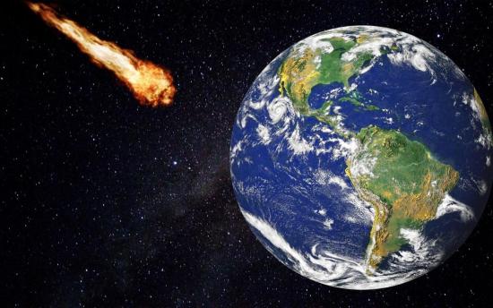 Астероид у Земли в представлении художника.