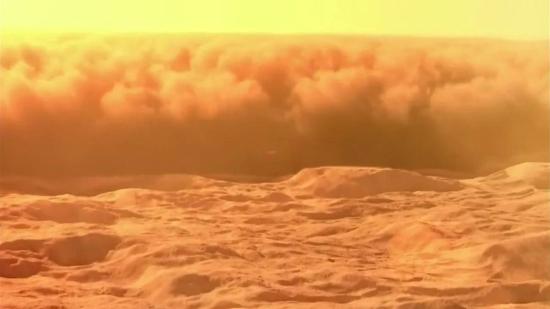 Пыльная буря на Марсе.