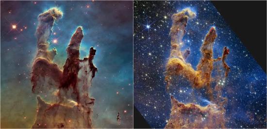 Сравнение фото «Хаббла» и «Уэбба»