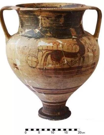 Большая краторная ваза "Колесница" микенской культуры (греческой) (около 1350 г. до н.э.).